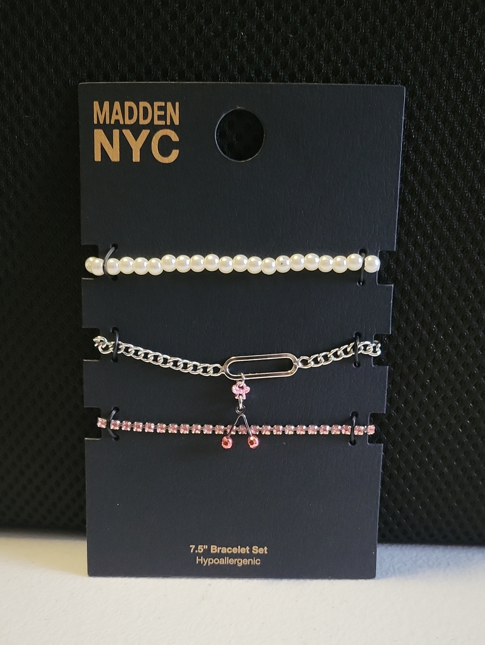 Women's Pearl and Pink Charm Bracelet Set